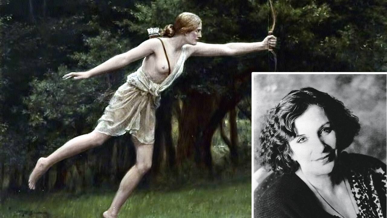 SEXO FORTE - À esq., Ártemis pelo pintor vitoriano inglês John Collier (1850-1934); À dir., a autora Clarissa: mitos e lendas para revolução feminina -