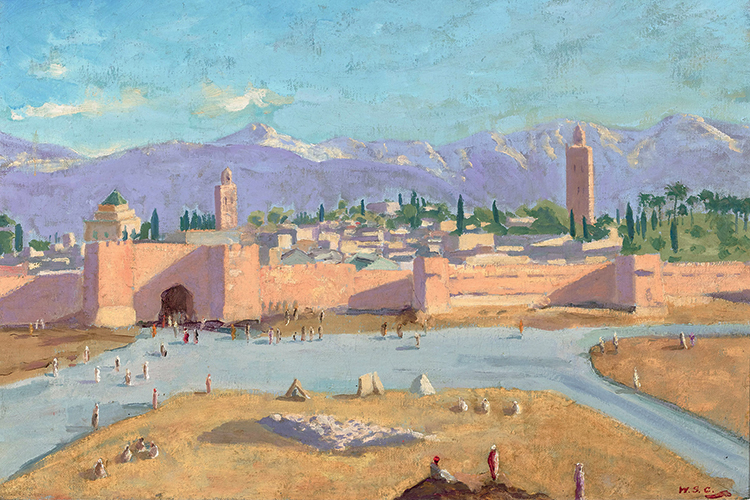 The-Tower-of-Katoubia-Mosque-by-Winston-Churchill-1-gift-to-Roosevelt.jpg NO MARTELO - A Torre da Mesquita Koutoubia, de 1943: o Marrocos com toques de Claude Monet e William Turner -