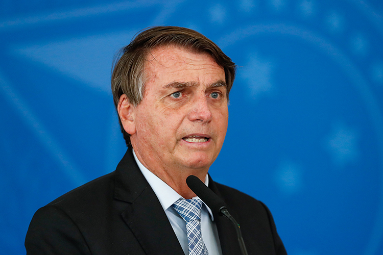 Jair Bolsonaro durante pronunciamento no Palácio do Planalto, em Brasília -