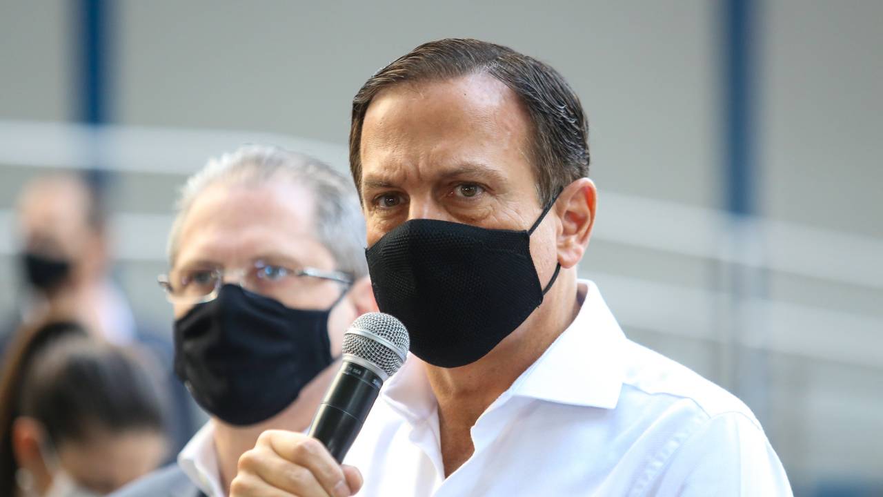 O governador de São Paulo, João Doria, durante coletiva de imprensa realizada no Instituto Butantan.