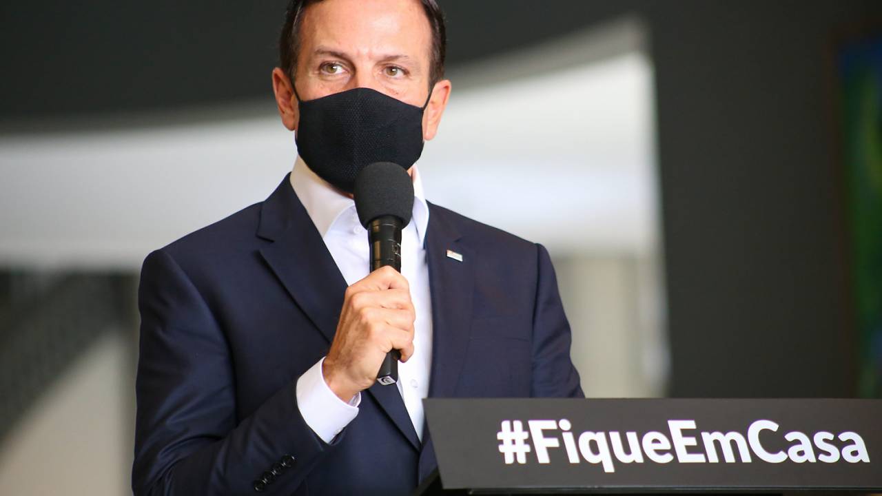 O governador de São Paulo, João Doria, durante coletiva de imprensa