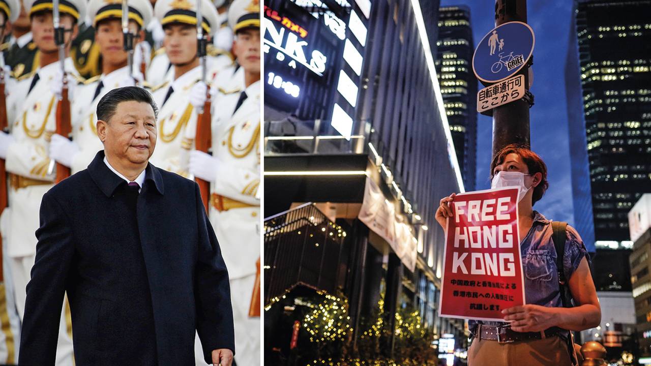 COM CUIDADO - Xi Jinping: repressão sem apelar para a violência aberta, que afasta os investidores estrangeiros e estimula protestos no exterior (ao lado, no Japão) -