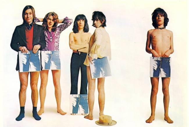 A banda Rolling Stones em material de divulgação de Sticky Fingers