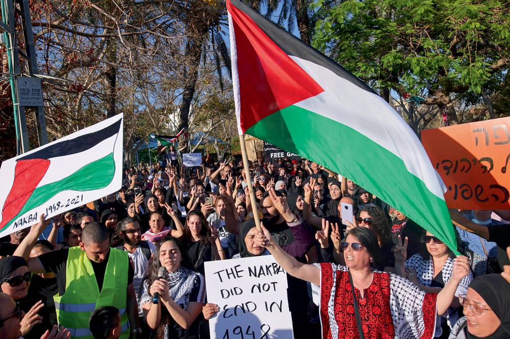 ISRAEL-PALESTINIAN-CONFLICT-DEMO TENSÃO - Árabes-israelenses protestam em Jaffa: fim da convivência tranquila -