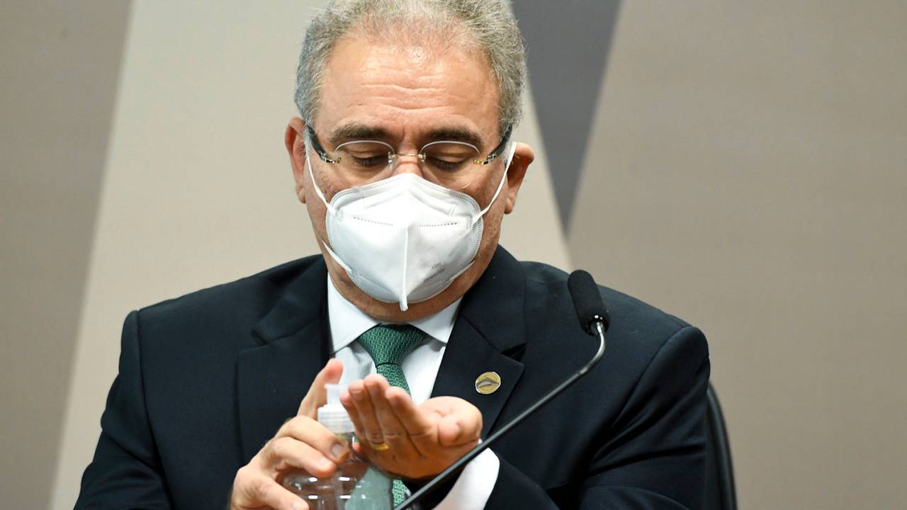 O ministro da Saúde, Marcelo Queiroga, durante a CPI da Covid -