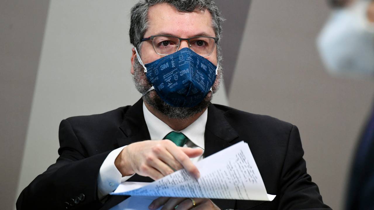 O ex-ministro das Relações Exteriores, Ernesto Araújo, durante a CPI da Covid, em Brasília -