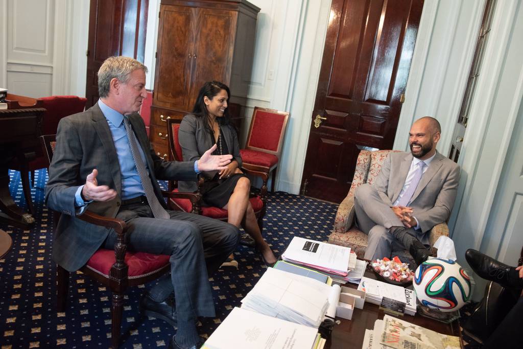 Covas com NY O Prefeito Bill de Blasio se reúne com o prefeito de São Paulo, Bruno Covas, na prefeitura, na terça-feira, 16 de julho de 2019. Michael Appleton / Gabinete de Fotografia da Prefeitura