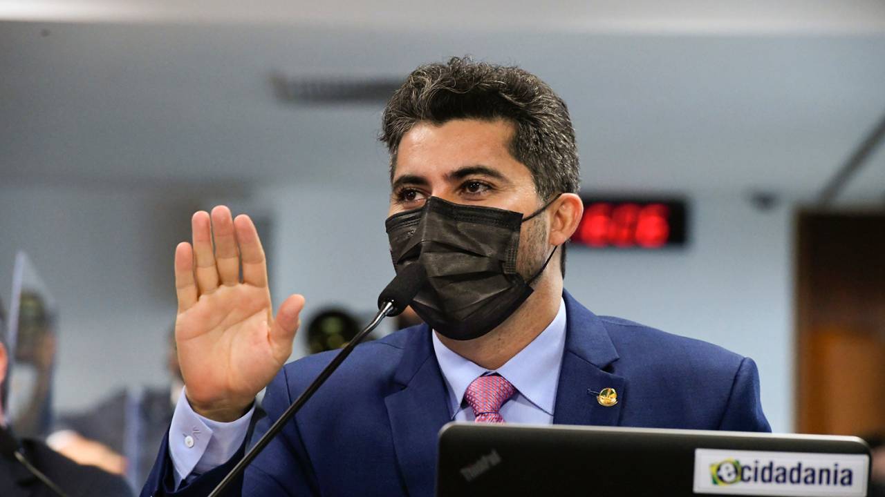 O senador Marcos Rogerio durante depoimento da CPI da Covid -