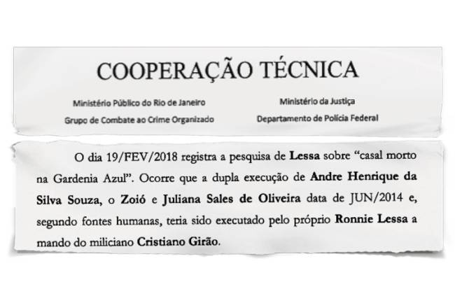 Rasgados SEMELHANÇAS - Denúncia: morte de casal em 2014, que teria como executor Ronnie Lessa, envolve Girão e pode ajudar a elucidar o caso da vereadora morta -