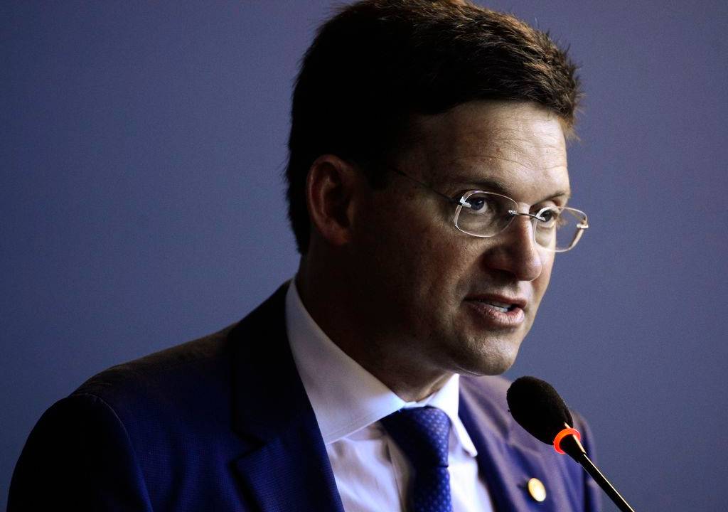 O ministro da Cidadania, João Roma, durante o lançamento da Campanha Nacional de Coleta de DNA de Familiares de Pessoas Desaparecidas