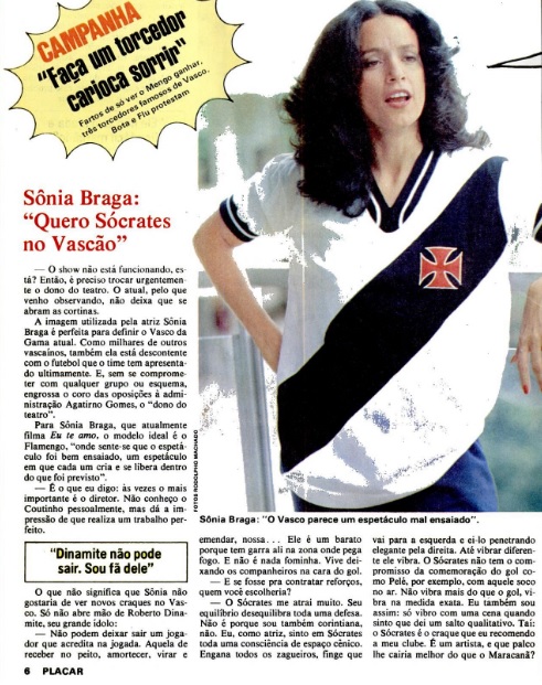 Sônia Braga fala sobre Sócrates em edição de 1979 Sônia Braga fala sobre Sócrates em edição de 1979