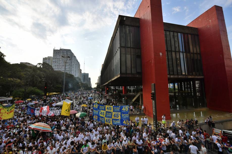 Ato contra o presidente Jair Bolsonaro na Avenida Paulista, em São Paulo -