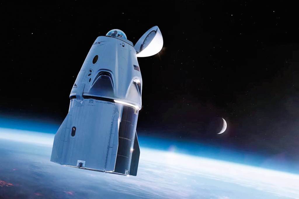 CAPSULA.jpg A NAVE - A cápsula Dragon com o domo na ponta: vista privilegiada do cosmo -