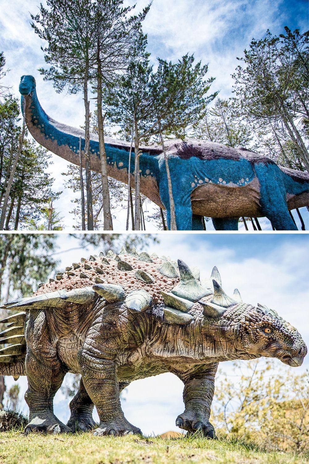 Dinossauros POTENCIAL ECONÔMICO - Saurópode (acima) e anquilossauro (abaixo): sítios paleontológicos podem se tornar atrações turísticas -