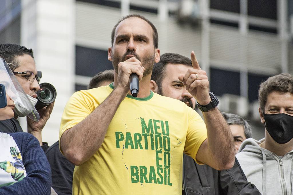 EDUARDO-BOLSONARO-2021-022.jpg DE SAÍDA - Eduardo Bolsonaro: aliados do presidente devem deixar o PSL -