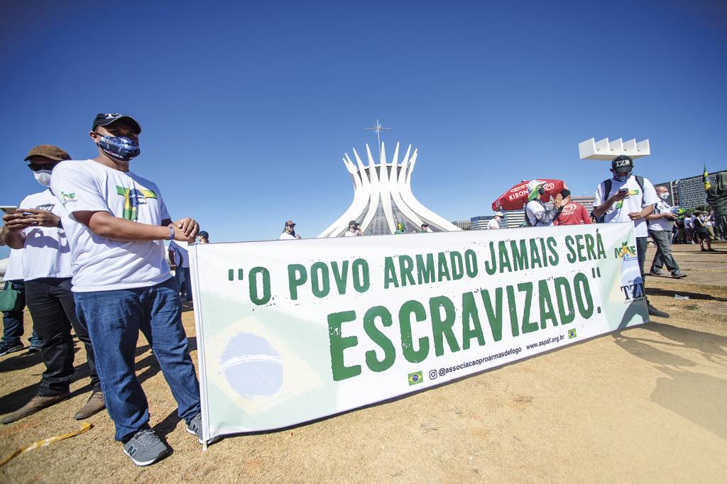 GettyImages-1225946162.jpg OBSESSÃO - Ato no Distrito Federal: o bolsonarismo encampou a bandeira da direita mundial -
