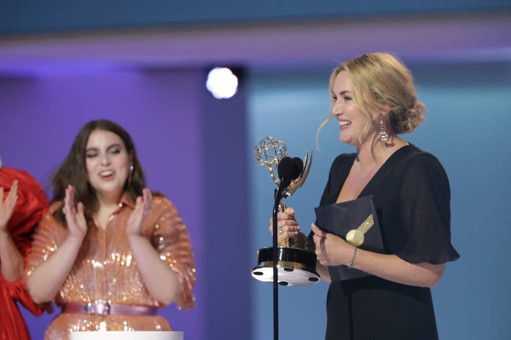 The 73rd Emmy Awards LOS ANGELES - SEPTEMBER 19: Kate Winslet from 'Mare of Easttown' appears at the 73RD EMMY AWARDS, broadcast Sunday, Sept. 19 (8:00-11:00 PM, live ET/5:00-8:00 PM, live PT) on the CBS Television Network and available to stream live and on demand on Paramount+. (Photo by Cliff Lipson/CBS via Getty Images)