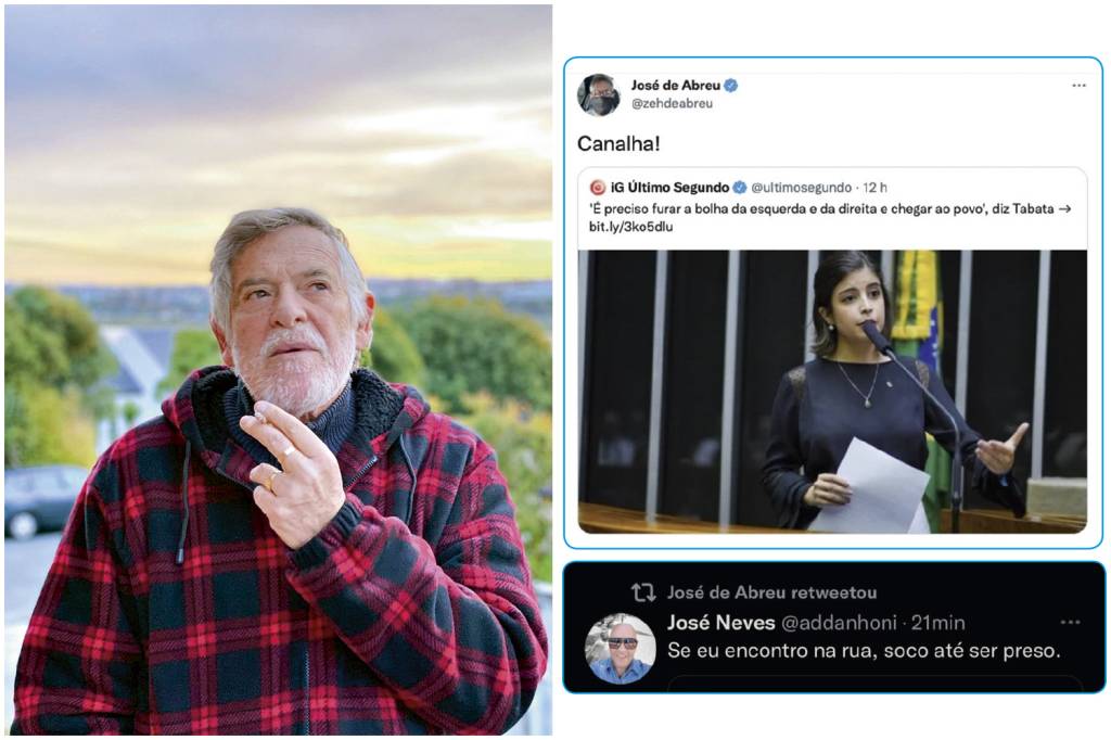 JOSE-DE-ABREU—INSTAGRAM-@JOSEDEABREU-90-2021.jpg VALENTÃO - José de Abreu: no Twitter, o ator petista chamou a deputada de “canalha” e reproduziu mensagem com ameaças de agressão -