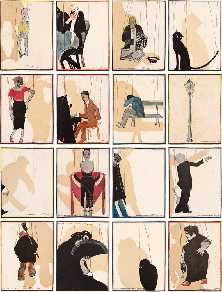 di-cavalcanti-fantoches-da-meia-noite-gravura-colorida-a-mao-aguada-15892 'Fantoches da Meia-Noite' (1921), de Di Cavalcanti, pintados à mão com tinta guache