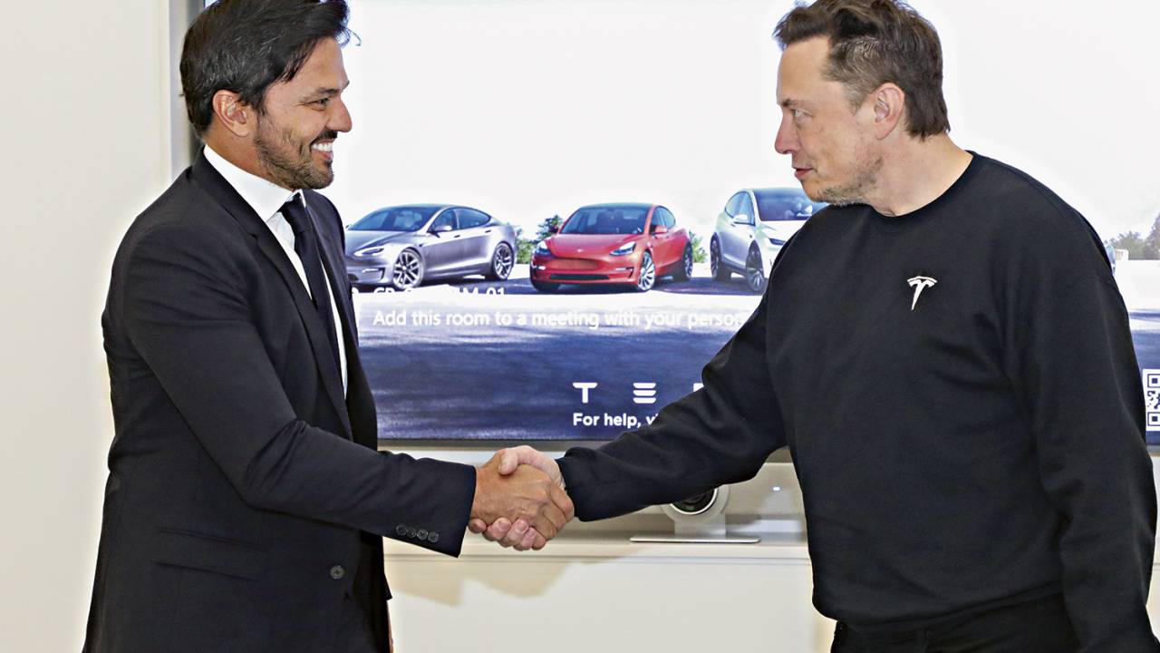 FOCO NO FUTURO - Fábio Faria e Musk: o encontro revelou interesse do empresário em trazer novas tecnologias para o país -