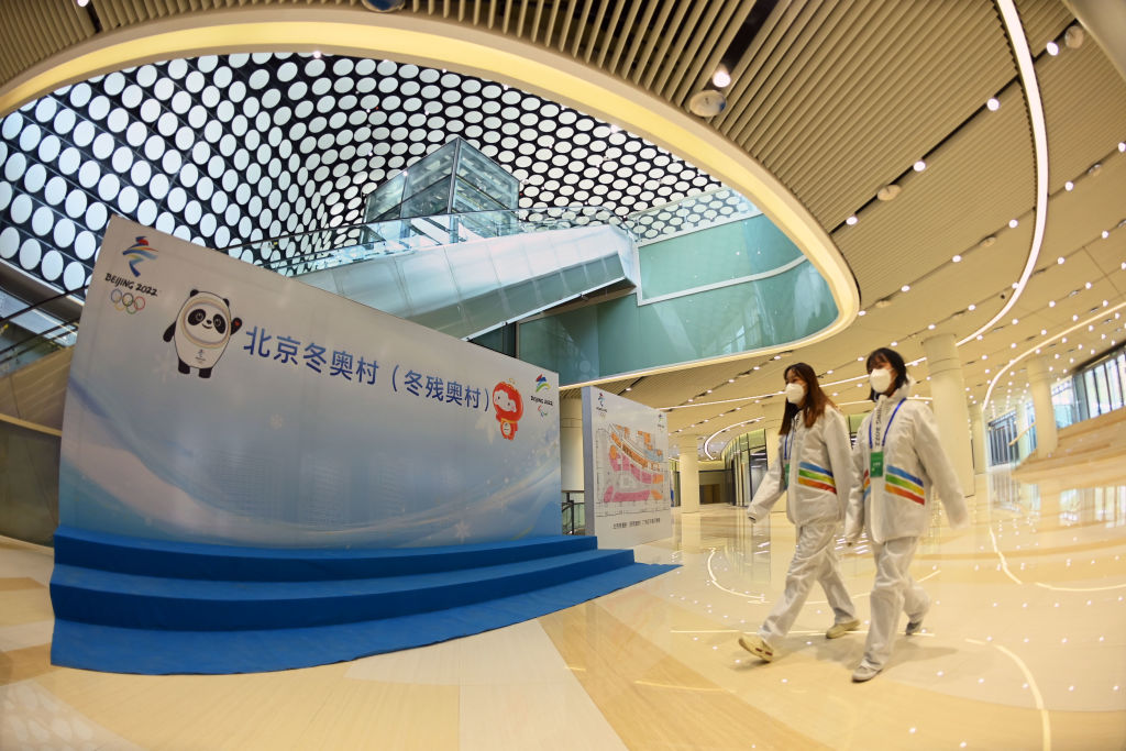 A Vila Olímpica dos Jogos Olímpicos e Paraolímpicos de Inverno de Pequim 2022 será vista em 20 de novembro de 2021 em Pequim, China.