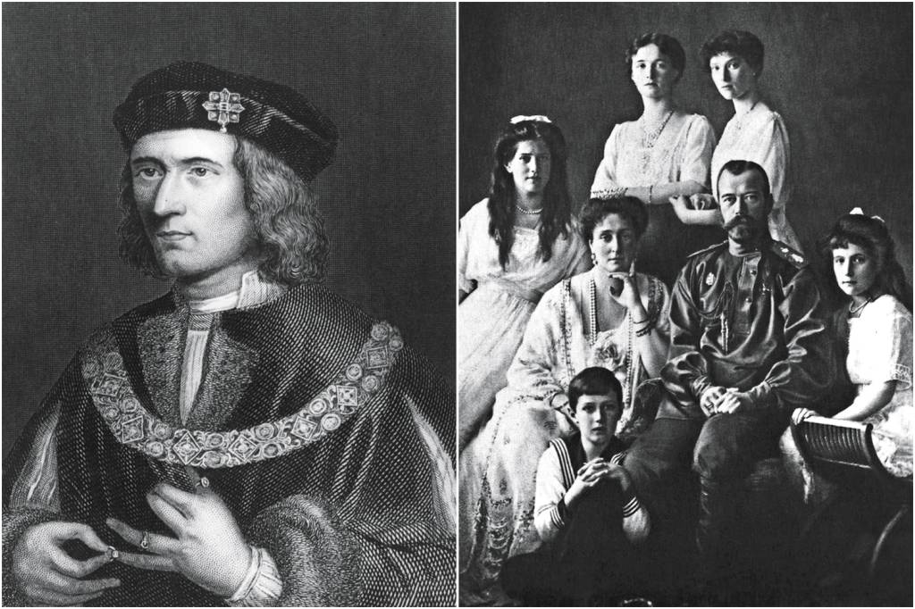 GettyImages-646470366.jpg ECOS DO PASSADO - Rei Ricardo III (à esq.) e a família Romanov: até hoje supostos descendentes reivindicam o direito ao trono -