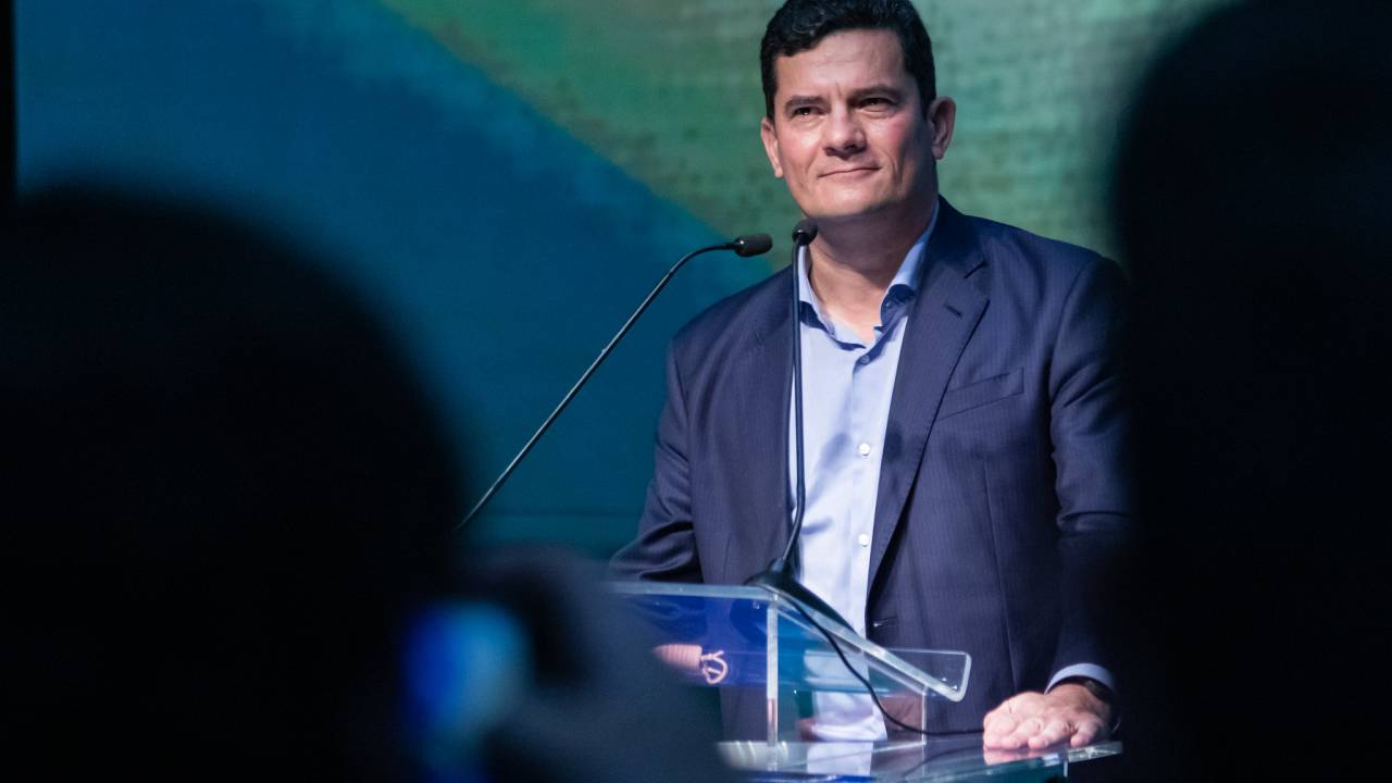 O ministro Sergio Moro, durante filiação ao Podemos