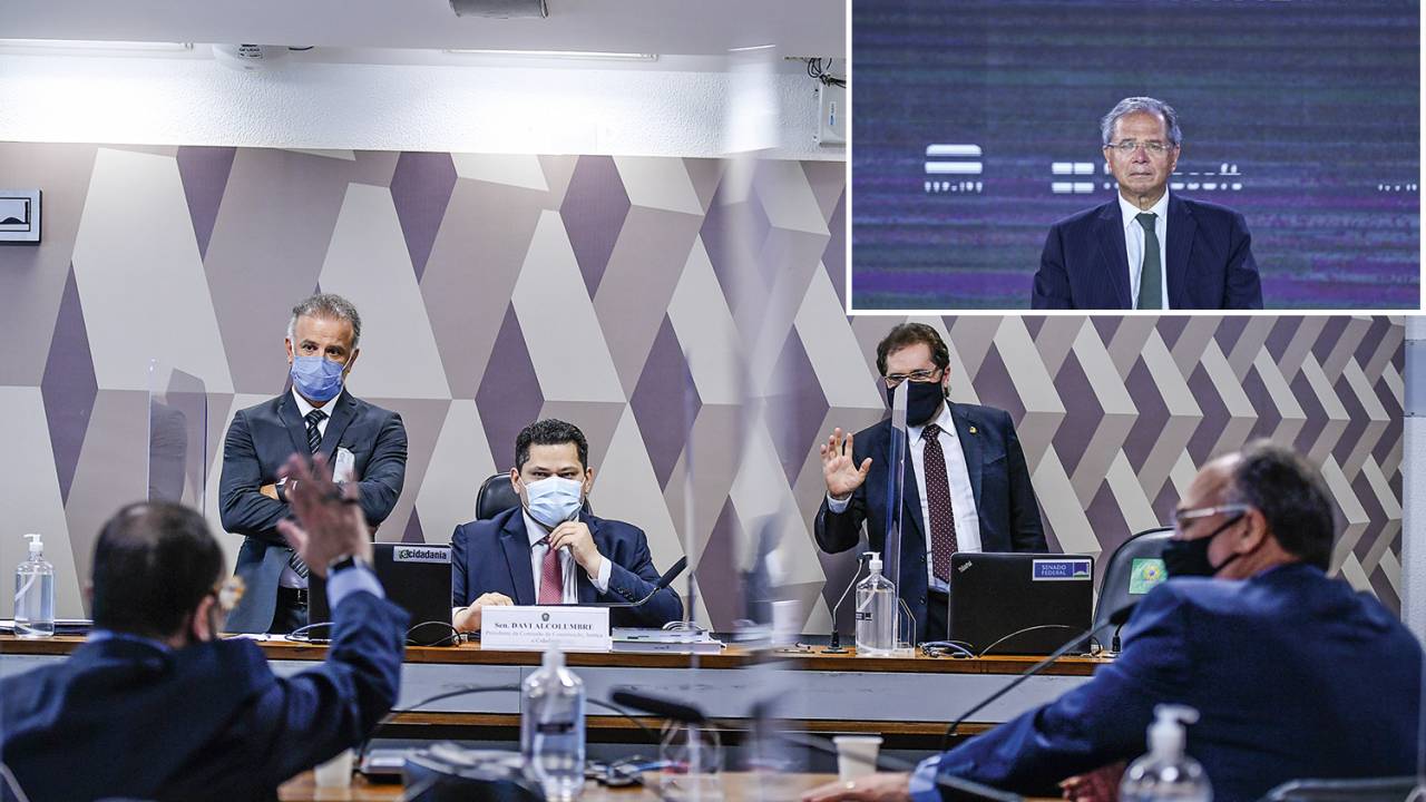 PODER POLÍTICO - Votação da PEC na CCJ do Senado, apoiada por Guedes (acima): o Ministério da Economia aceitou estouro do teto de gastos -