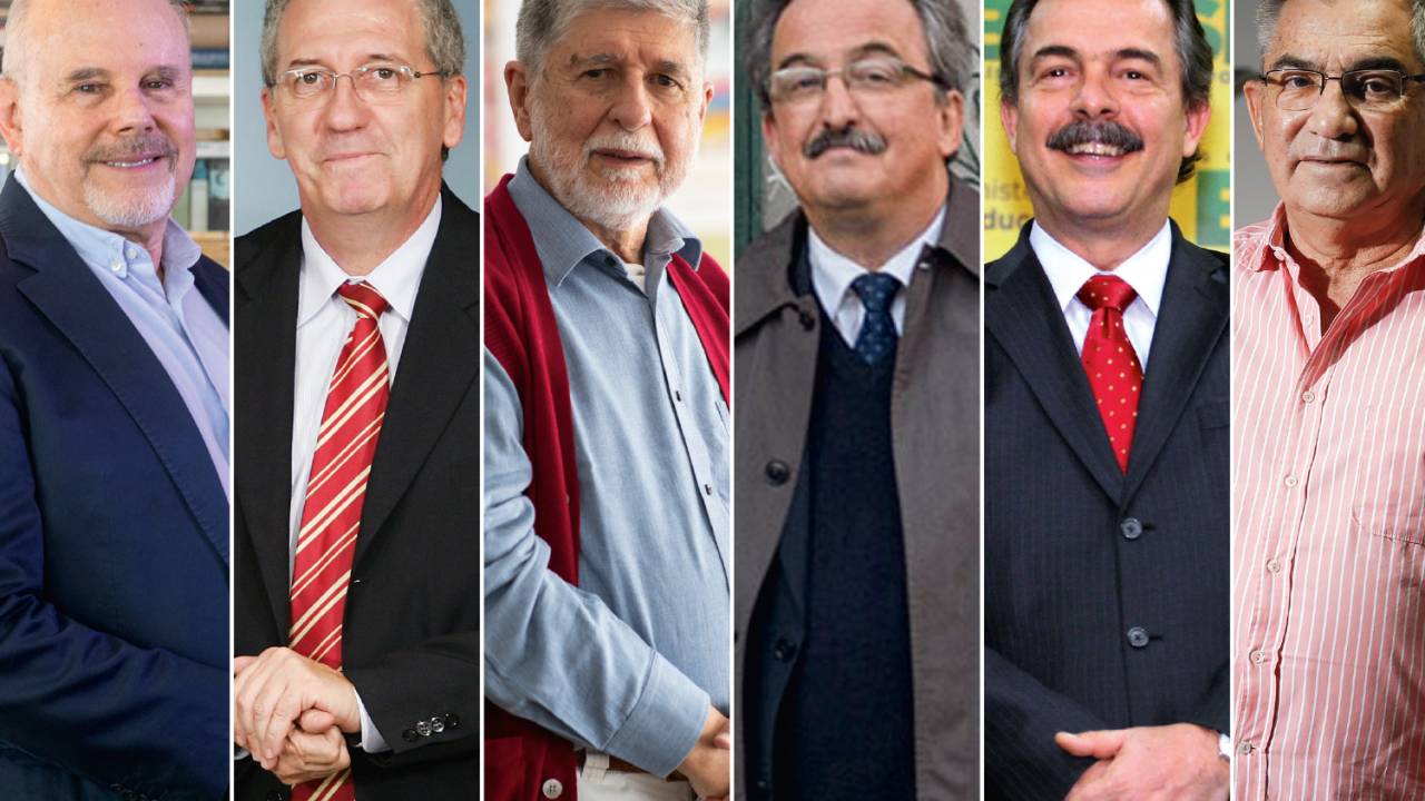 OS CONSELHEIROS - Guido Mantega, Martins, Celso Amorim, Dulci, Aloizio Mercadante e Carvalho: propostas polêmicas -