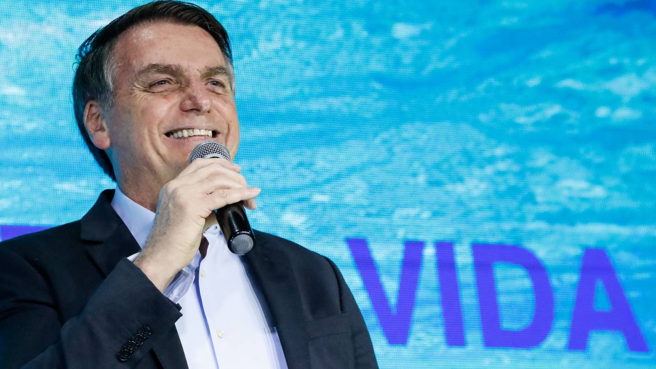 O presidente Jair Bolsonaro, durante evento no Palácio do Planalto