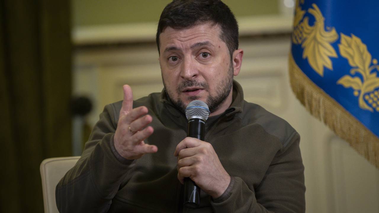 O presidente ucraniano, Volodymyr Zelensky: em fala ao Parlamento Israelense, ele cobra uma ação mais efetiva daquele país na guerra