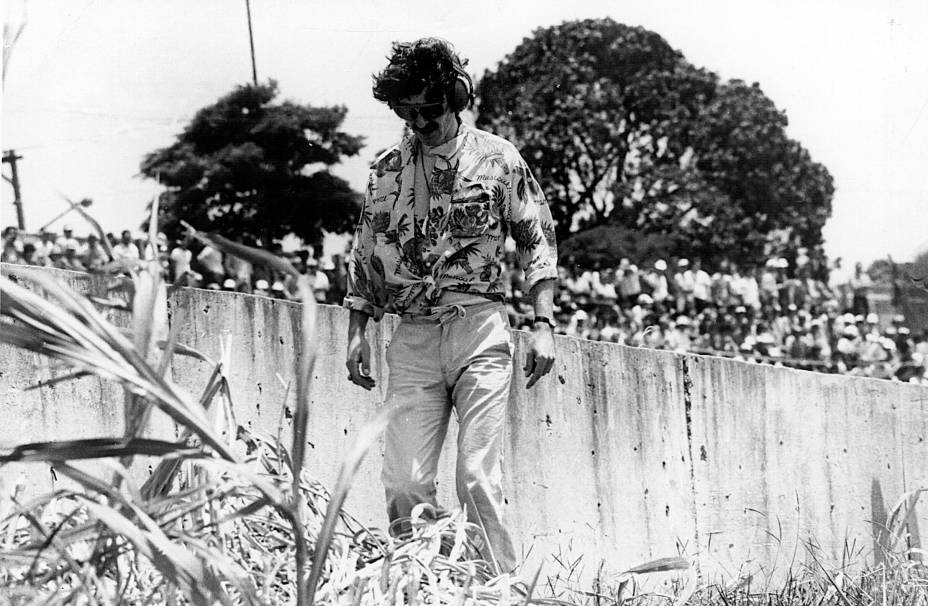 George Harrison, guitarrista e cantor, apaixonado por Automobilismo, no Autódromo de Interlagos, em São Paulo, durante o GP de Fórmula 1, de 1979.