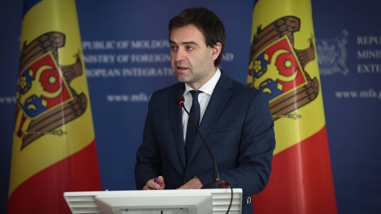 CHISINAU, MOLDOVA - NOVEMBER 18: Moldovan Deputy Prime Minister and Foreign and European Integration Minister Nicu Popescu holds a joint press conference with Turkish Foreign Minister Mevlut Cavusoglu (not seen) following signing the Inter-ministerial Consultation Plan Agreement in Chisinau, Moldova on November 18, 2021. (Photo by Cem Ozdel/Anadolu Agency via Getty Images)
