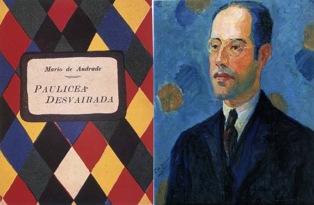 Livro Paulicéia Desvairada e retrato do escritor e poeta Mario de Andrade, concebida por Tarsila do Amaral, integrantes da Semana de Arte Moderna de 1922. Livro Paulicéia Desvairada e retrato do escritor e poeta Mario de Andrade, concebida por Tarsila do Amaral, integrantes da Semana de Arte Moderna de 1922.