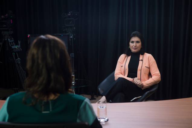 A pré-candidata para presidência Simone Tebet durante a gravação do programa Amarelas On Air, de Veja - A pré-candidata para presidência Simone Tebet durante a gravação do programa Amarelas On Air, de Veja -