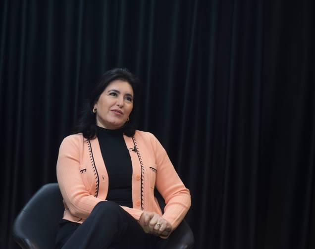 A pré-candidata para presidência Simone Tebet durante a gravação do programa Amarelas On Air, de Veja - A pré-candidata para presidência Simone Tebet durante a gravação do programa Amarelas On Air, de Veja -
