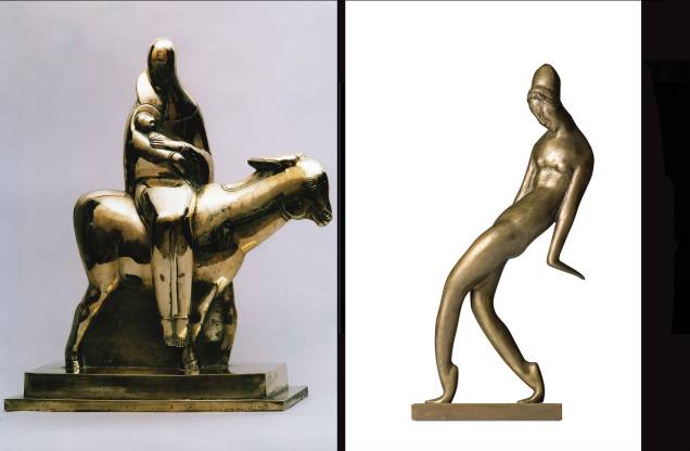 Esculturas "Fuga para o Egito", 1920 e "Dançarina", 1921 ambas de Victor Brecheret, que integraram a Semana de Arte Moderna de 1922. Esculturas "Fuga para o Egito", 1920 e "Dançarina", 1921 ambas de Victor Brecheret, que integraram a Semana de Arte Moderna de 1922.