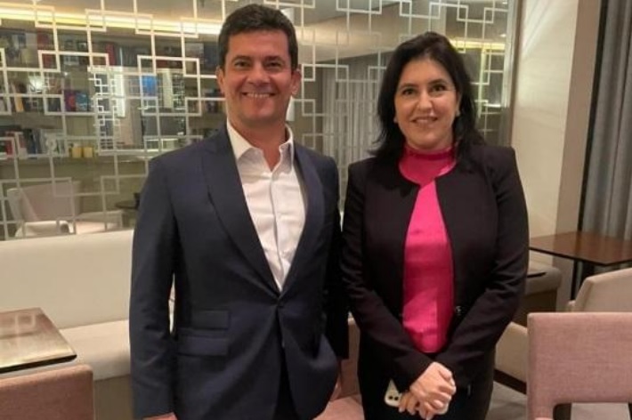 O ex-ministro da Justiça Sergio Moro e a senadora Simone Tebet (MDB-MS)