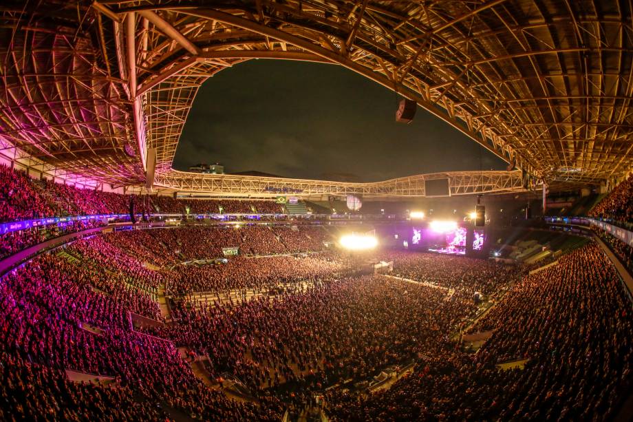 A banda Kiss durante sua apresentação no Allianz Parque, na sua turnê de despedida "End of The Road", no Allianz Parque, em São Paulo, em 30/04/2022 -