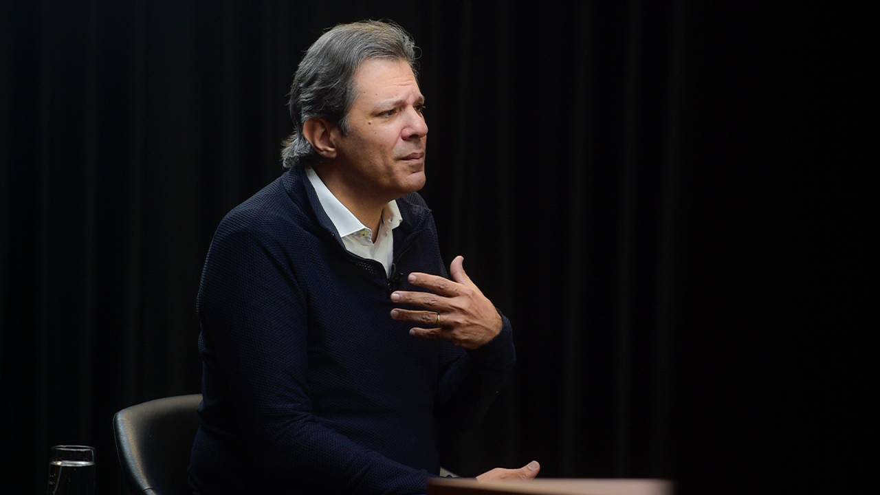 Fernando Haddad durante a gravação do programa Amarelas On Air -