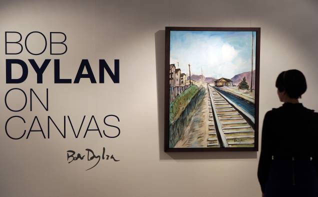 Uma pintura de Bob Dylan intitulada 'Train Tracks .2' é exibida na Halcyon Gallery - Uma pintura de Bob Dylan intitulada 'Train Tracks .2' é exibida na Halcyon Gallery -