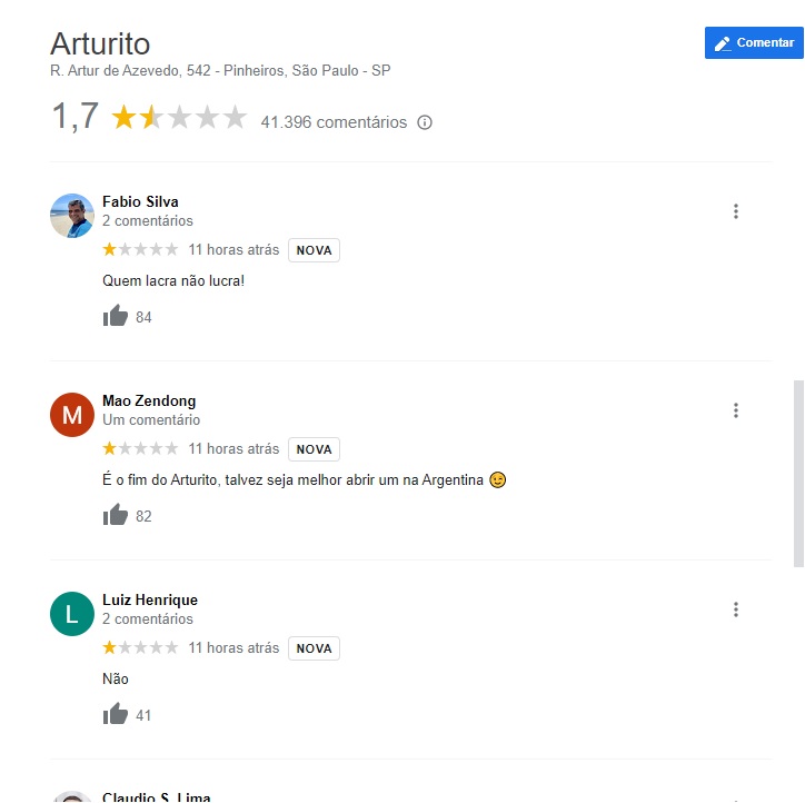 carossella Comentários do restaurante no Google