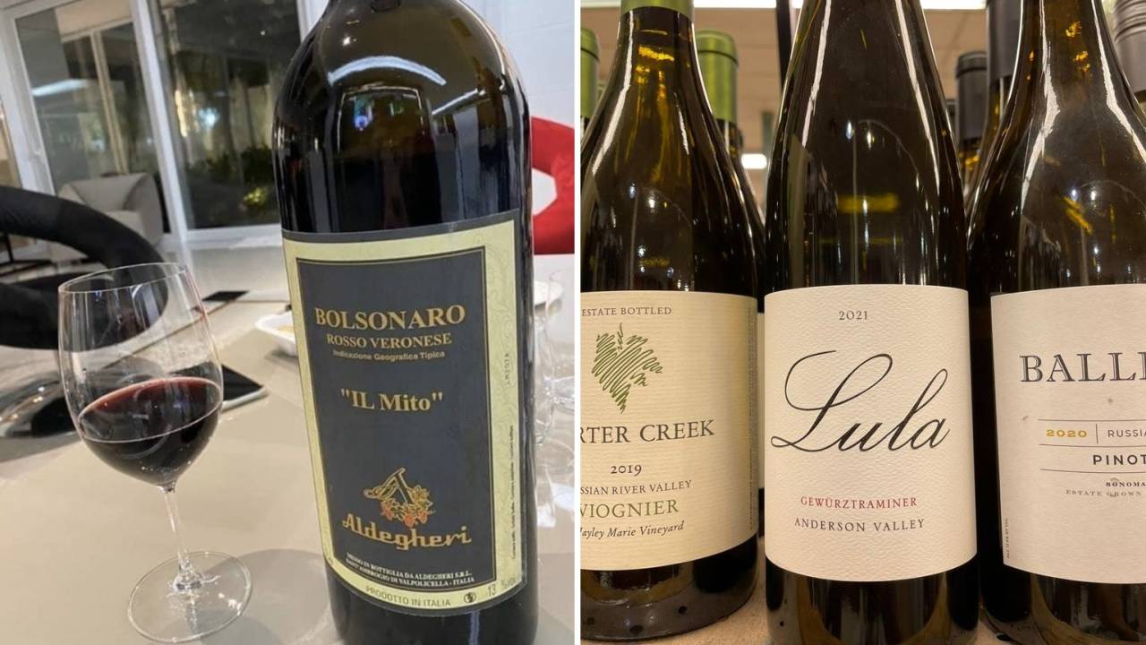 Vinho Lula e vinho Bolsonaro