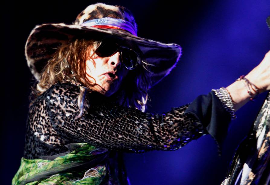 O vocalista Steven Tyler da banda americana Aerosmith durante show em Lima, Peru. 22/05/2010.