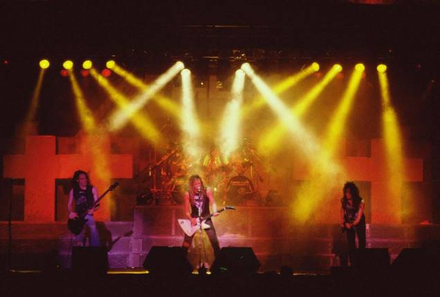 A banda americana Metallica durante a turnê "Master Of Puppets", Michigan, EUA. 1986. A banda americana Metallica durante a turnê "Master Of Puppets", Michigan, EUA. 1986.