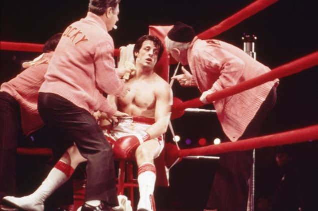 Burgess Meredith e Sylvester Stallone, no filme "Rocky-Um Lutador", de John G. Avildsen, de 1979. Burgess Meredith e Sylvester Stallone, no filme "Rocky-Um Lutador", de John G. Avildsen, de 1979.
