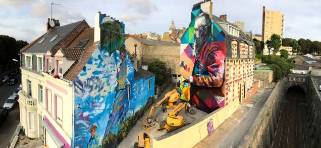 Eduardo Kobra, artísta plástico muralista, com obras na cidade de Bolonha, Itália, 2017. Eduardo Kobra, artísta plástico muralista, com obras na cidade de Bolonha, Itália, 2017.