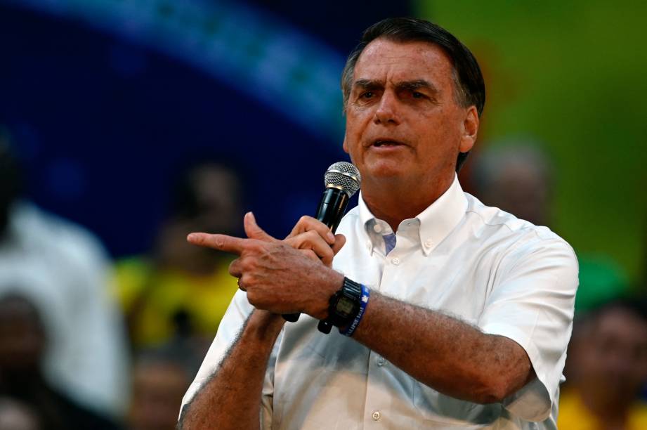 O presidente Jair Bolsonaro, durante o lançamento de sua candidatura `a reeleição para presidente da República, durante a convenção nacional do Partido Liberal (PL),  realizada no ginásio do Maracanãzinho no Rio de Janeiro, em 24/07/2022.