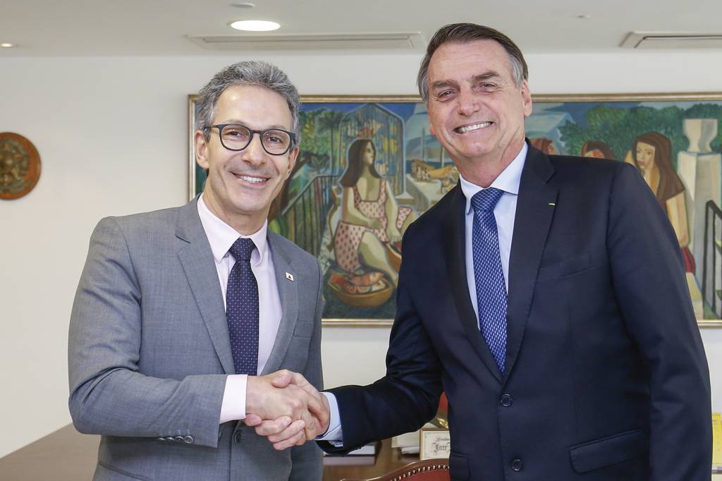 ROMEU-ZEMA-JAIR-BOLSONARO-2019-02.jpg SEM ACORDO - Com o capitão: o Palácio do Planalto deve ter outro candidato -