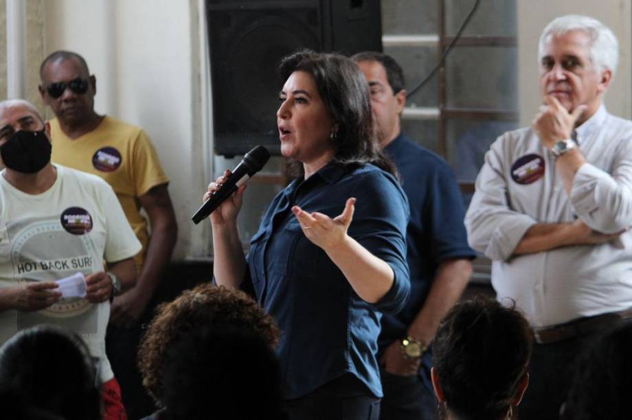 A senadora e pré-candidata à Presidência Simone Tebet pelo MDB, na Caminhada da Esperança ao Rio, Niterói e São Gonçalo, no Rio de Janeiro, 25/6/2022.